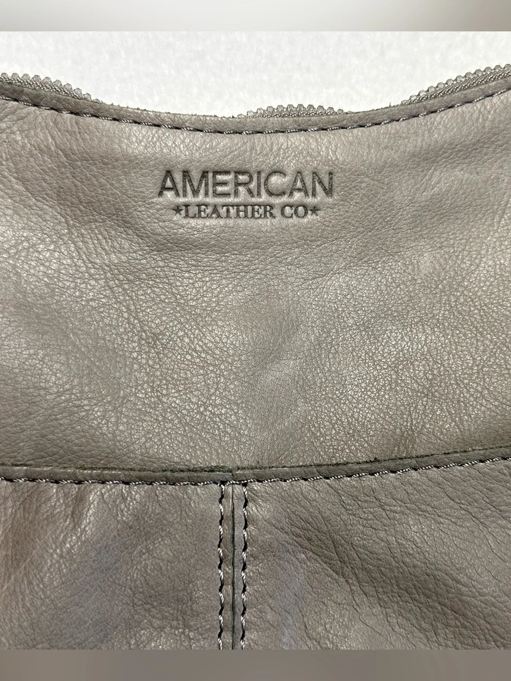 American Leather Co Gray Shoulder Bag • Soft Leather Hobo Tote
